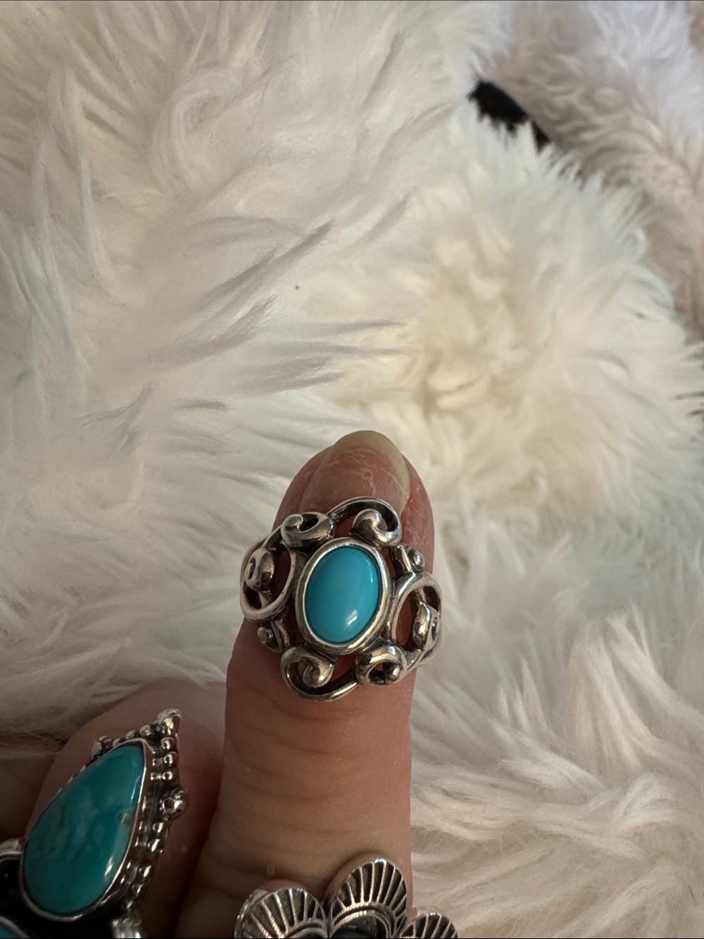 Native made/stamped Sleeping Beauty Turquoise ring